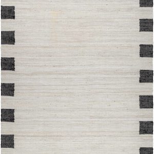 Rocio Dotted Bordered White Jute Carpet