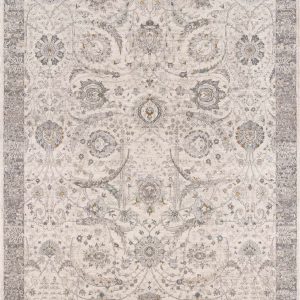 Gauge Cream & Gray Blue Rug with Fringes