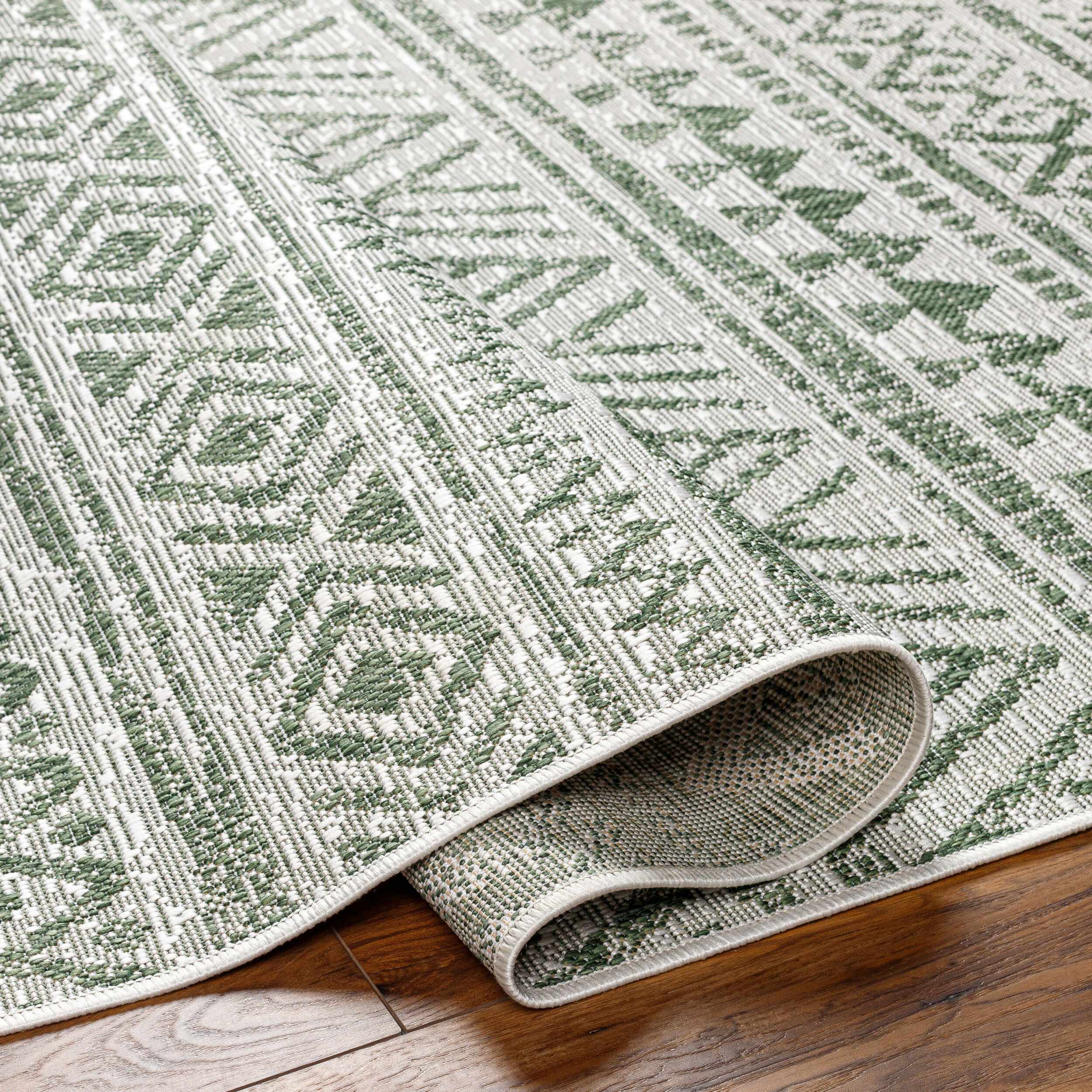 Novato Olive All Over Pattern Performance Outdoor Rug - Image 6