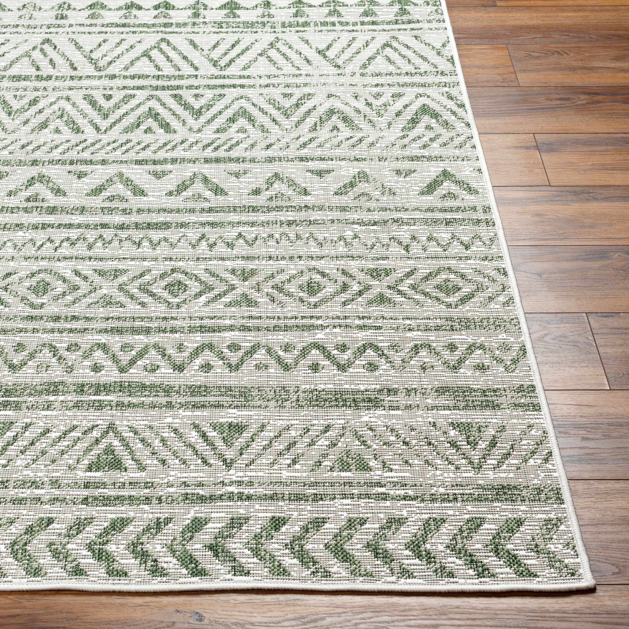 Novato Olive All Over Pattern Performance Outdoor Rug - Image 9