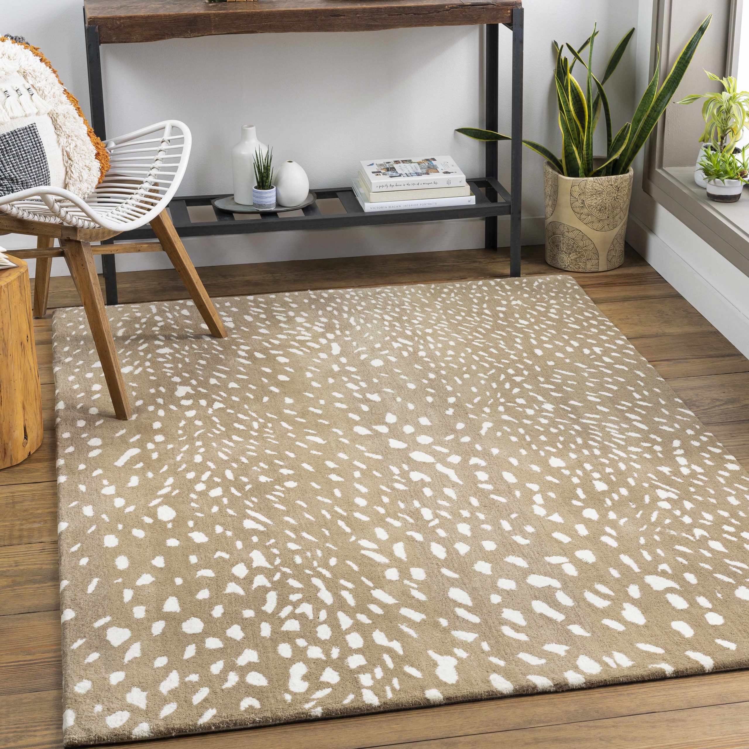 Athena Brown Giraffe Print Wool Rug - Image 2