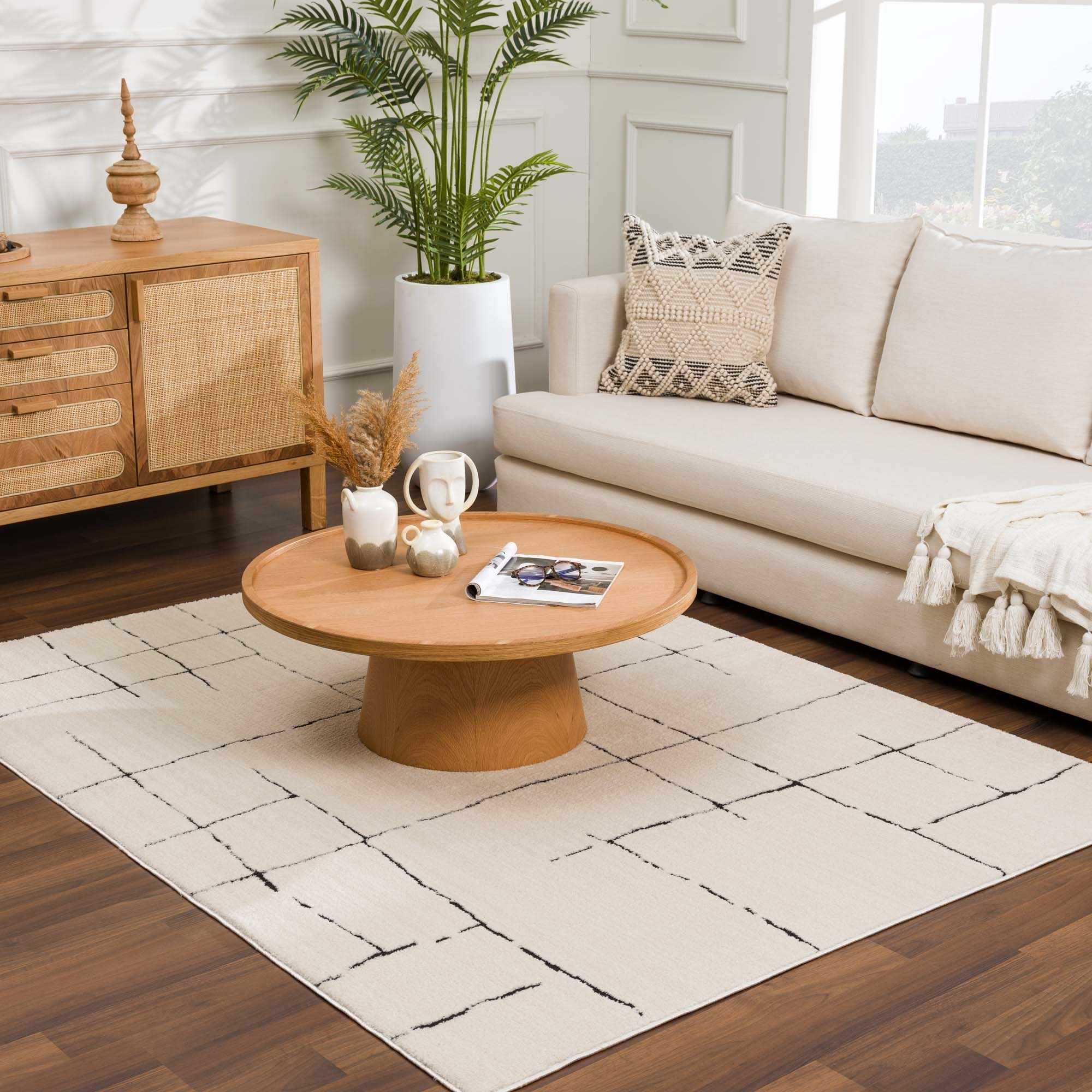 Koume Beige Maze Area Rug - Image 12