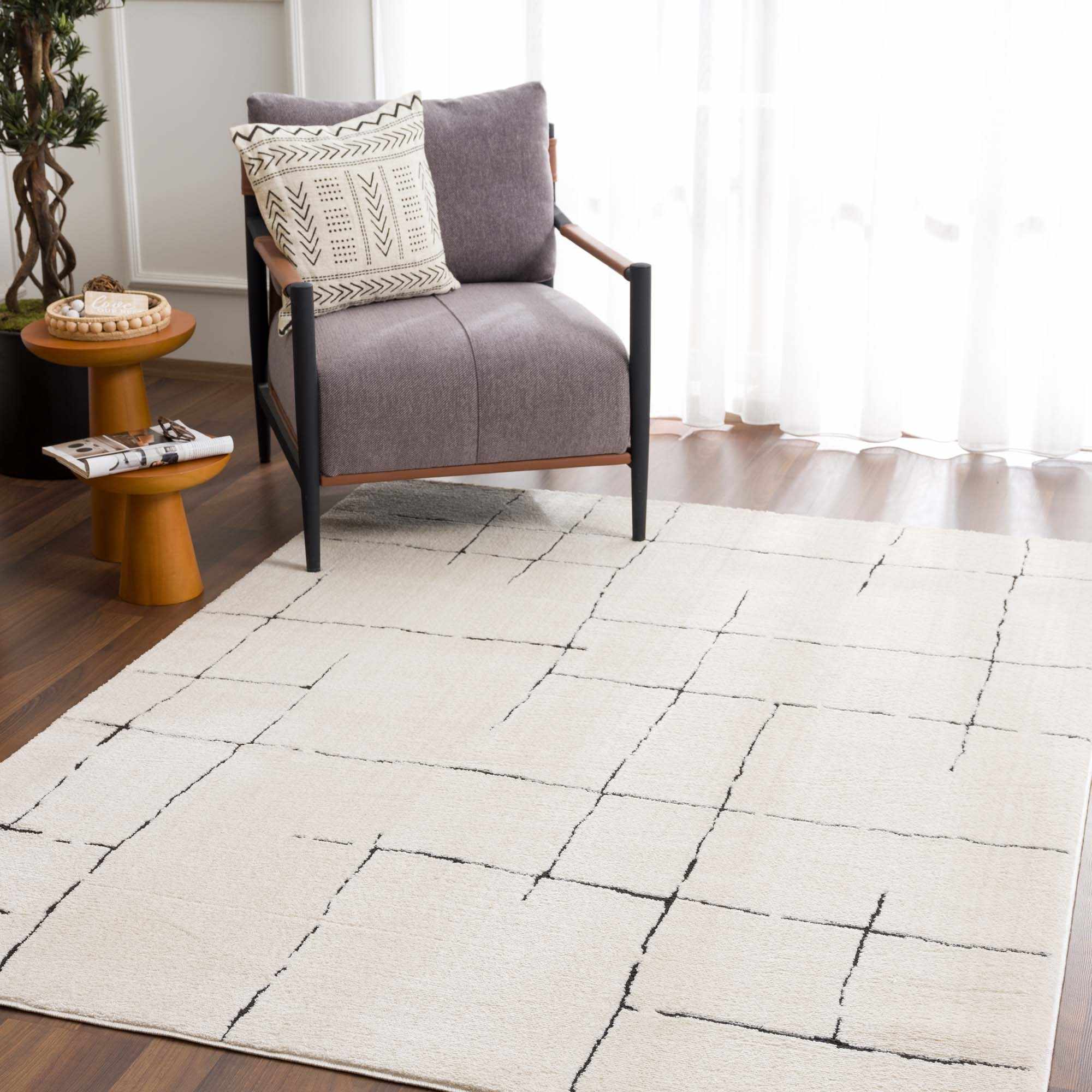 Koume Beige Maze Area Rug - Image 5