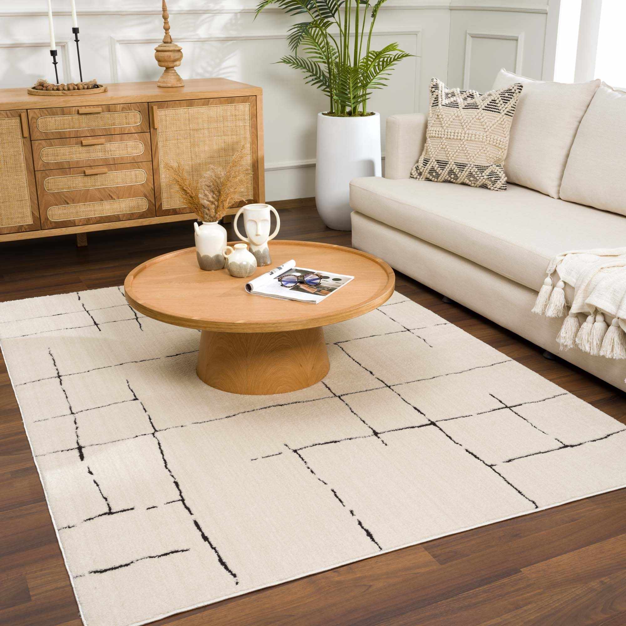 Koume Beige Maze Area Rug - Image 14