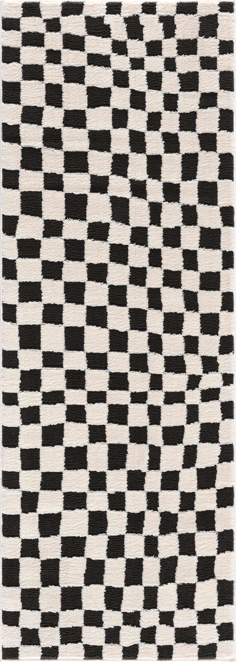 Lajos Black & White Checkered Plush Rug - Image 16