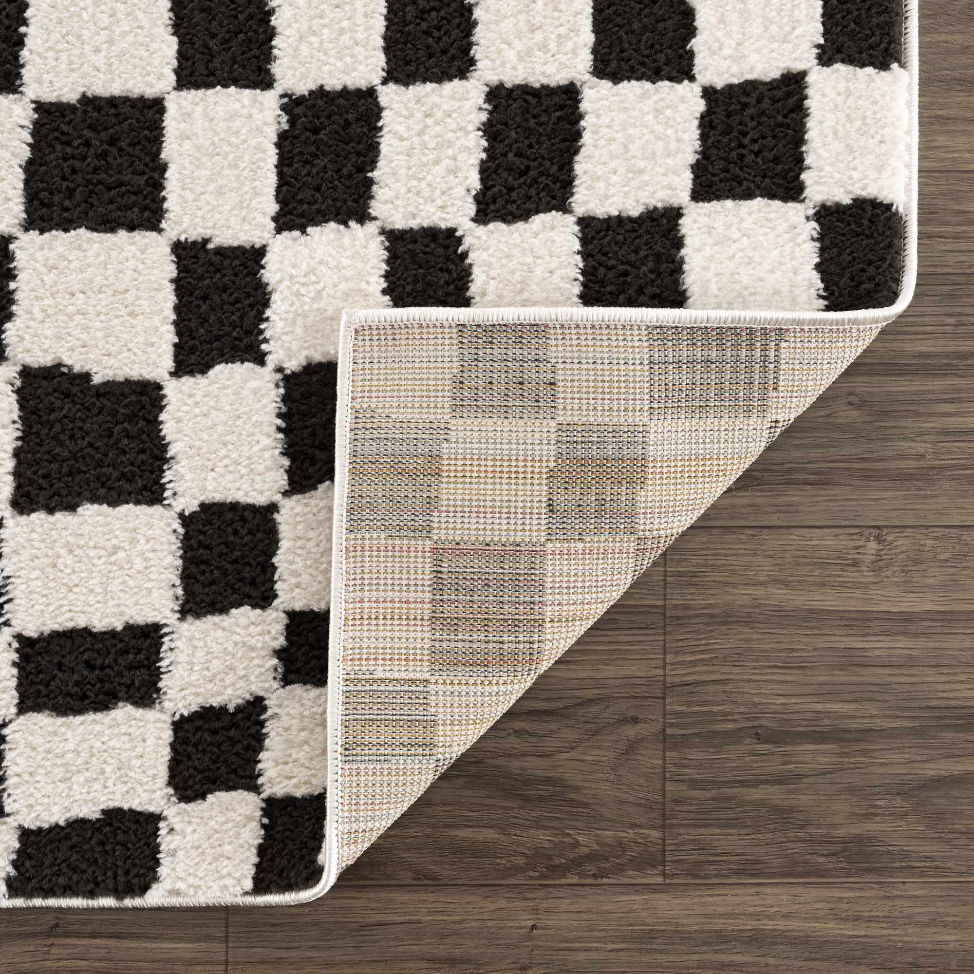 Lajos Black & White Checkered Plush Rug - Image 22