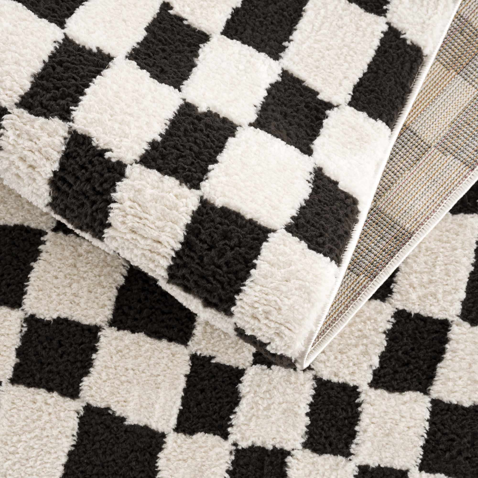 Lajos Black & White Checkered Plush Rug - Image 9
