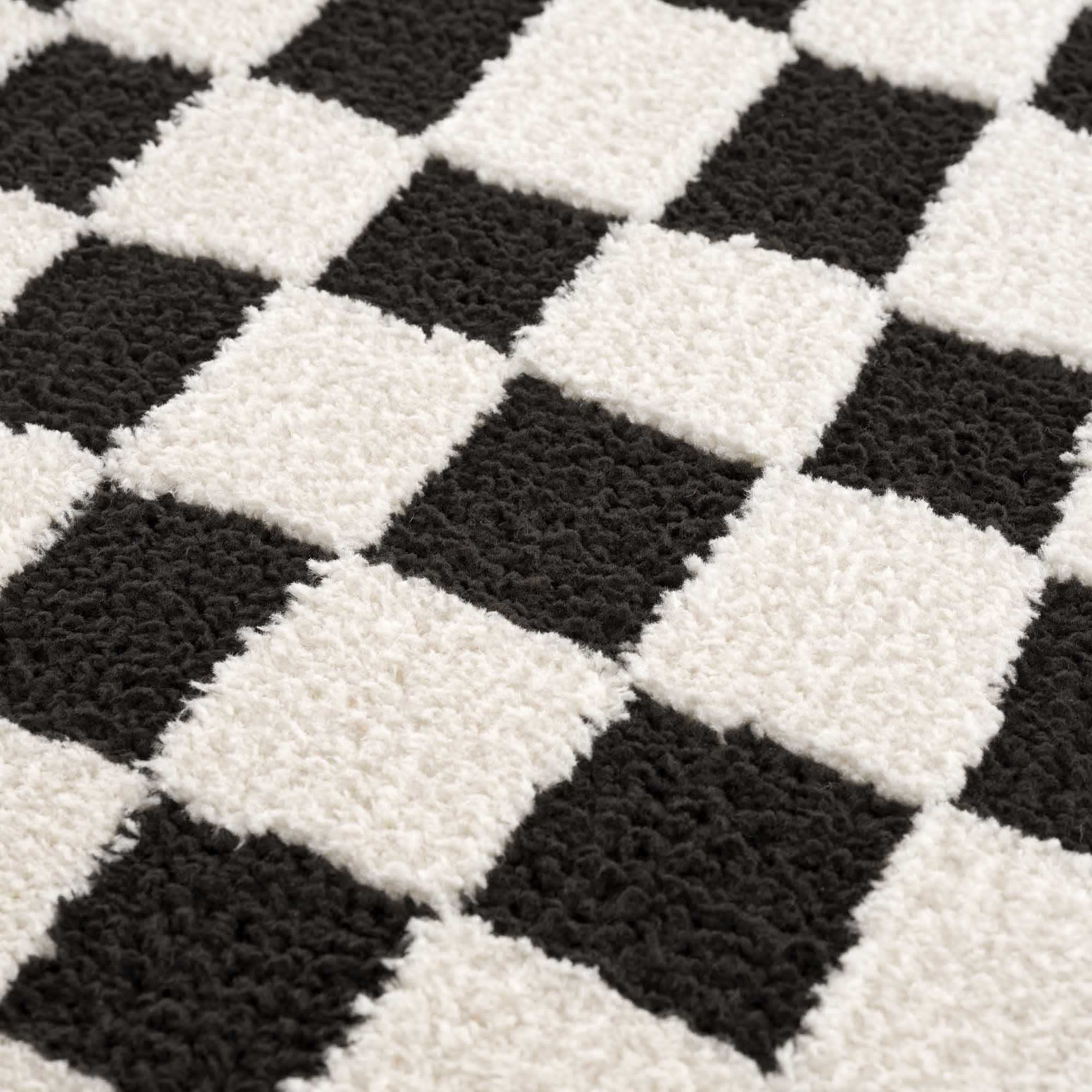 Lajos Black & White Checkered Plush Rug - Image 13
