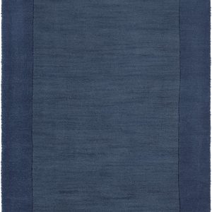 Bordered Solid Ink Blue Wool Rug