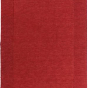 Bordered Solid Red Wool Rug