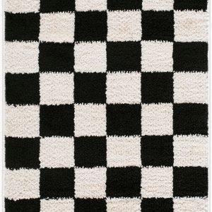 Naye Cream Color Block Machine Woven Polyester Washable Area Rug