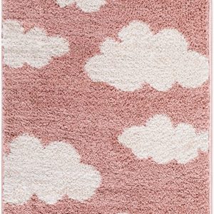 Dawo Pink Abstract Machine Woven Polyester Washable Area Rug