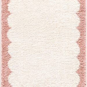Vopee Ivory Border Machine Woven Polyester Washable Area Rug