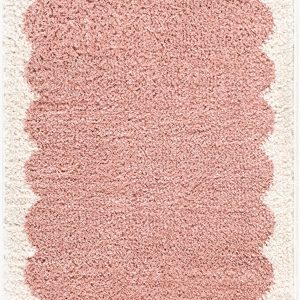 Hera Pink Border Machine Woven Polyester Washable Area Rug