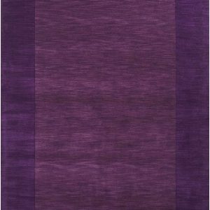 Bordered Solid Plum Purple Wool Rug