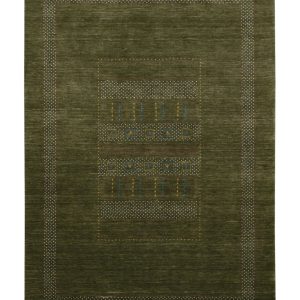 Gabbeh Design Hand Loomed Green Wool Area Rug