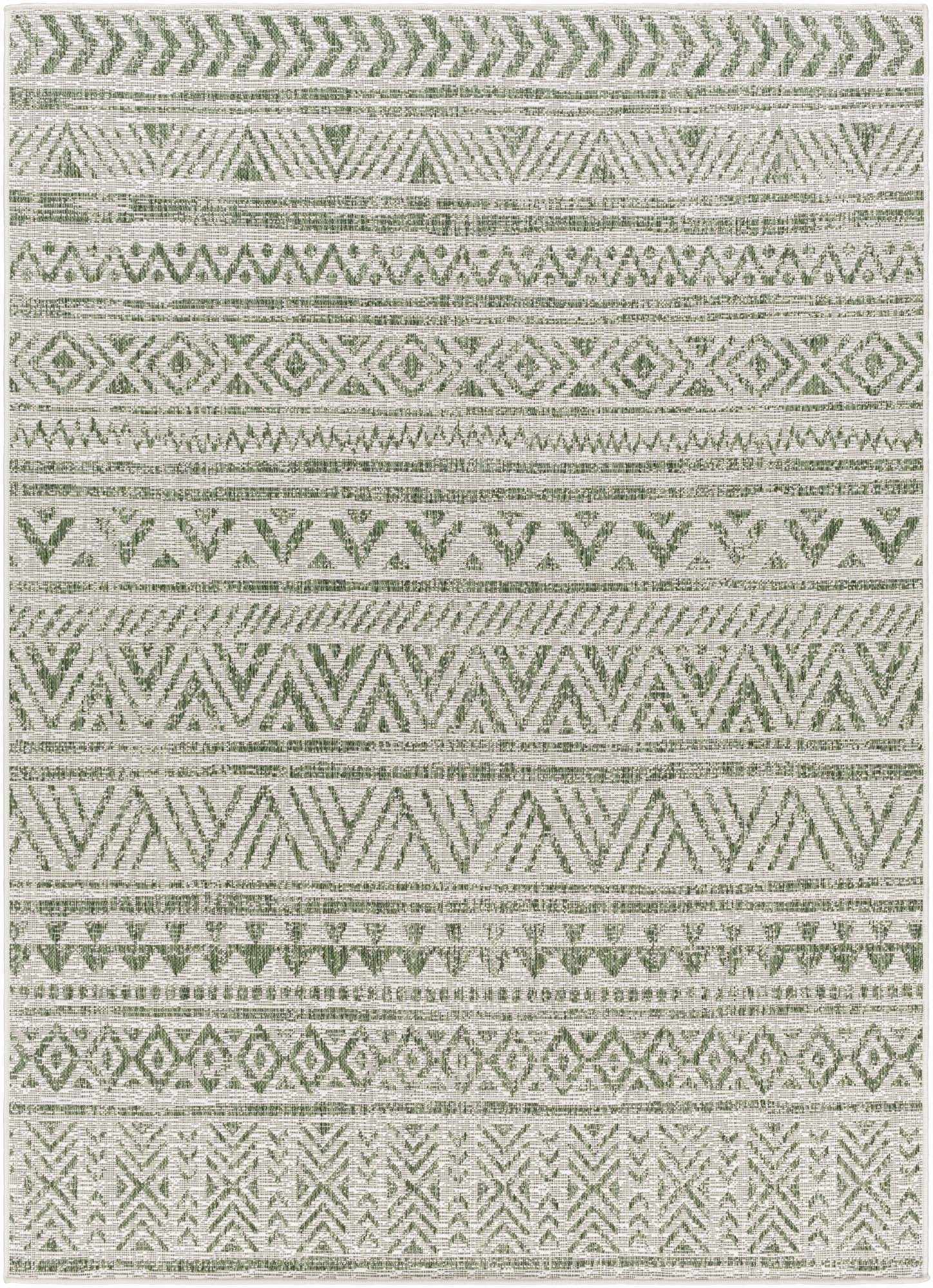 Novato Olive All Over Pattern Performance Outdoor Rug