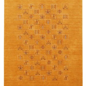 Gold Center Pattern Hand Loomed Wool Area Rug