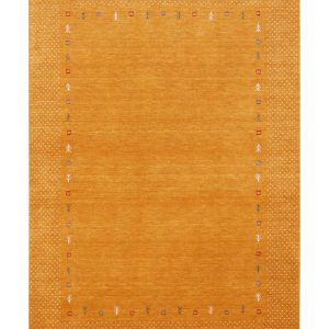 Gold Tribal Border Design Hand Loomed Wool Area Rug