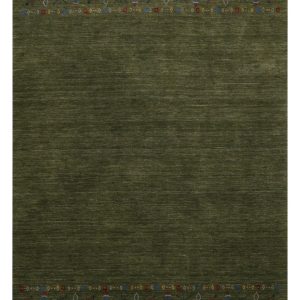 Green Contemporary Design Hand Loomed Wool Area Rug