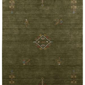 Green Tribal Center Medallion Hand Loomed Wool Area Rug