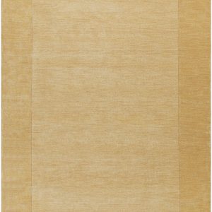 Bordered Solid Camel Yellow Wool Rug