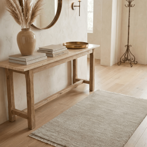Hand Knotted Beige Modern Solid Design Wool And Silk Rug