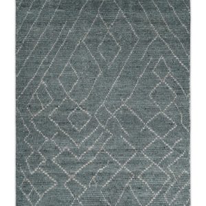 Custom Made Hand Knotted Charcoal and Ivory Moroccan Trellis Rug