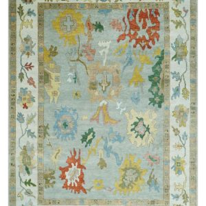 Hand Knotted Gray and Ivory Traditional Oushak Custom Made Wool Area Rug