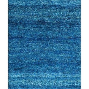 High Pile Blue Hand knotted Contemporary Custom Made Solid Afghan wool Area Rug