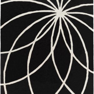 Davison Black Geometric Wool Carpet