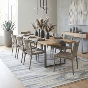 Ivory and Silver fine Wool and Viscose Kilim Rug