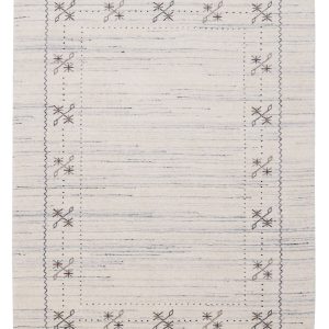 Ivory Gabbeh Border Design Hand Loomed Wool Rug
