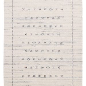 Ivory Modern Tribals Design Hand Loomed Wool Area Rug
