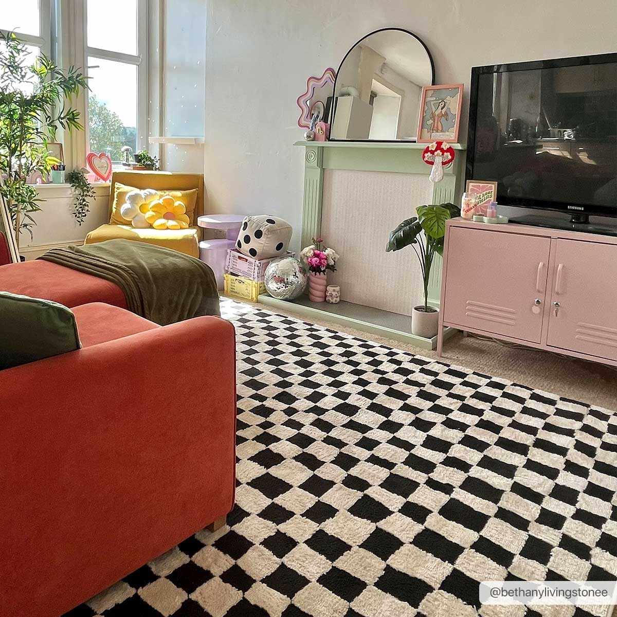 Lajos Black & White Checkered Plush Rug - Image 3