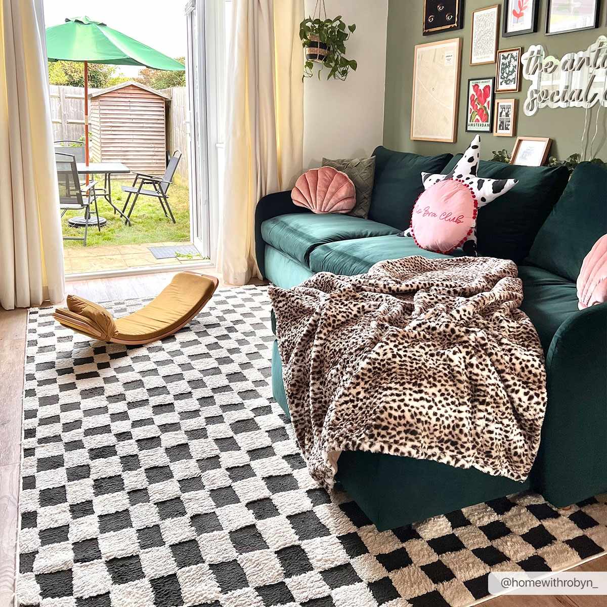 Lajos Black & White Checkered Plush Rug - Image 4