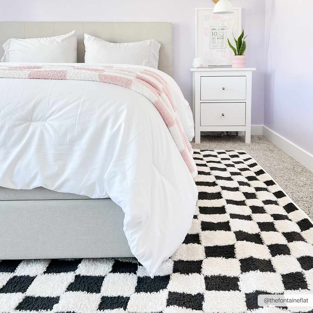 Lajos Black & White Checkered Plush Rug - Image 6