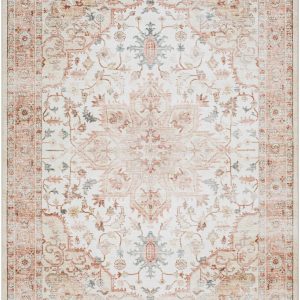 Lotan Pink Medallion Washable Area Rug - Clearance