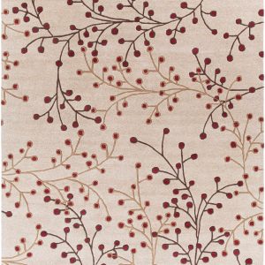 Elsu Beige & Burgundy Hand Woven Wool Area Rug