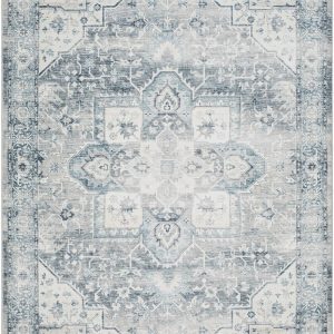 Mauro Blue Medallion Washable Area Rug - Clearance