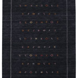 Modern Charcoal And White Hand Loomed Wool Area Rug