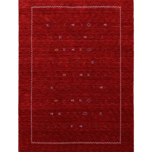 Modern Design Red Hand Loomed Wool Area Rug