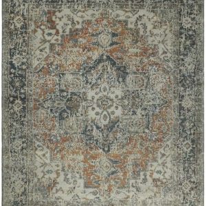 Distressed Traditional Turkish Brown And Charcoal Hand Knotted Wool Area Rug