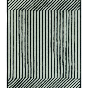 Modern Geometrical Pattern Black And White Hand Tufted Custom Made wool rug
