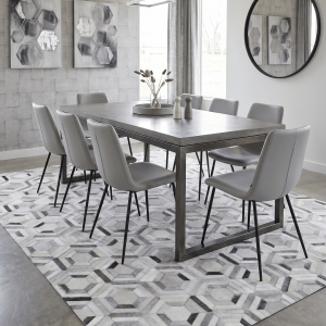 Modern Handmade Ivory and Silver Genuine Leather Area Rug