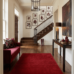 Modern Red Solid Design Hand Loomed Wool Area Rug