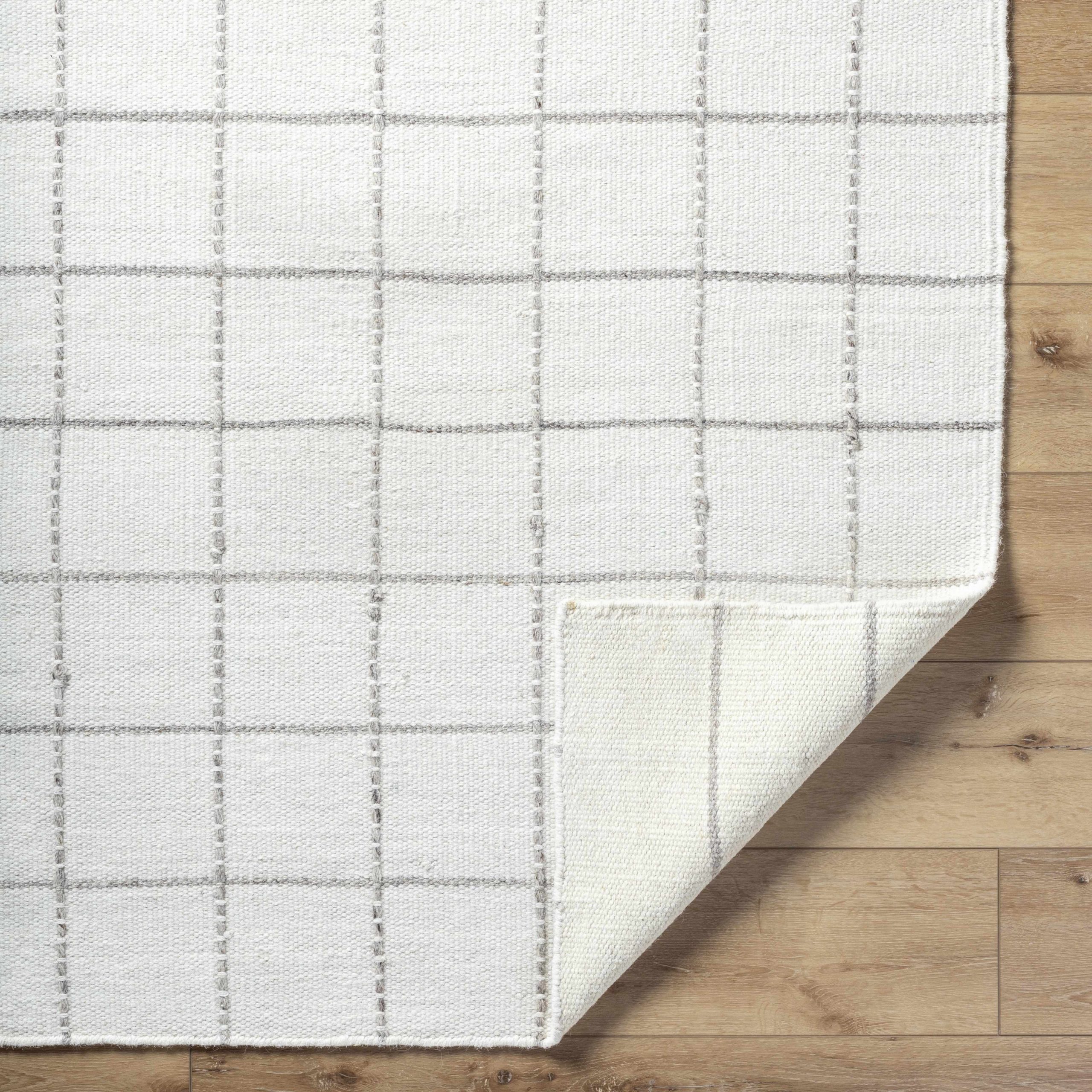 Nissa White Gray Checkered Wool Rug - Image 5