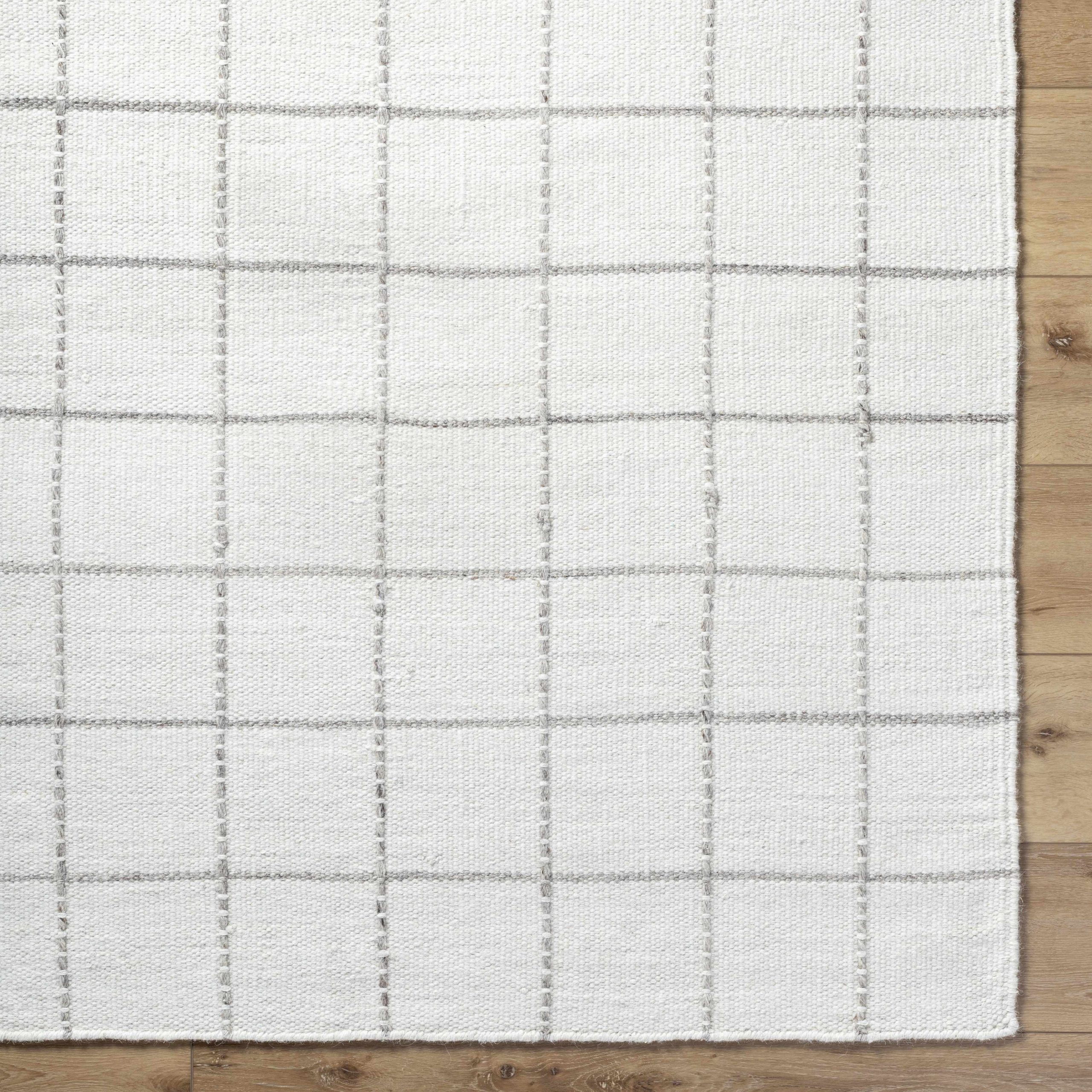 Nissa White Gray Checkered Wool Rug - Image 7