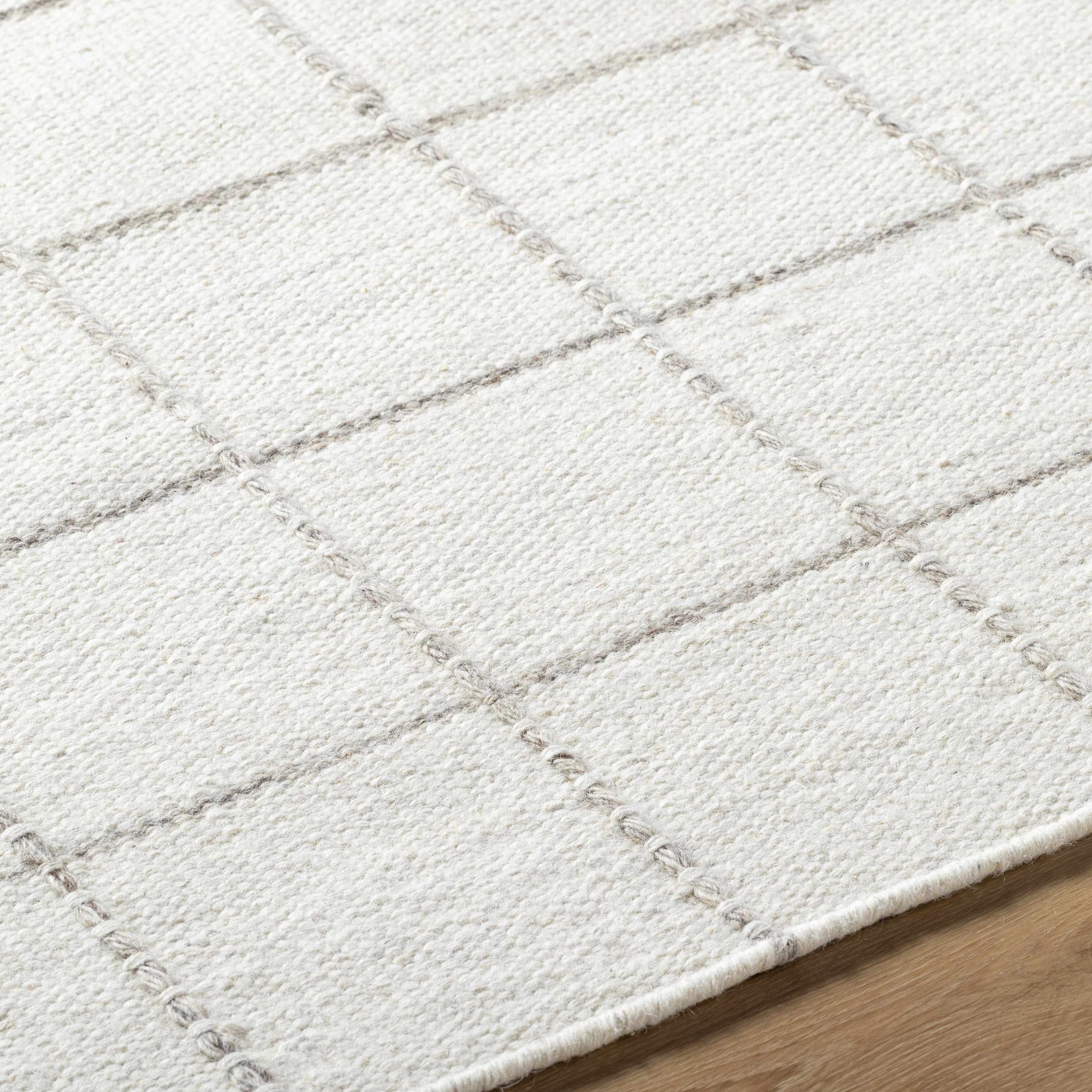 Nissa White Gray Checkered Wool Rug - Image 6