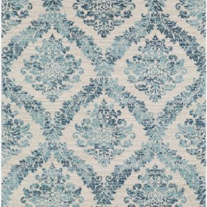 Oaklyn Teal Floral Diamonds Rug